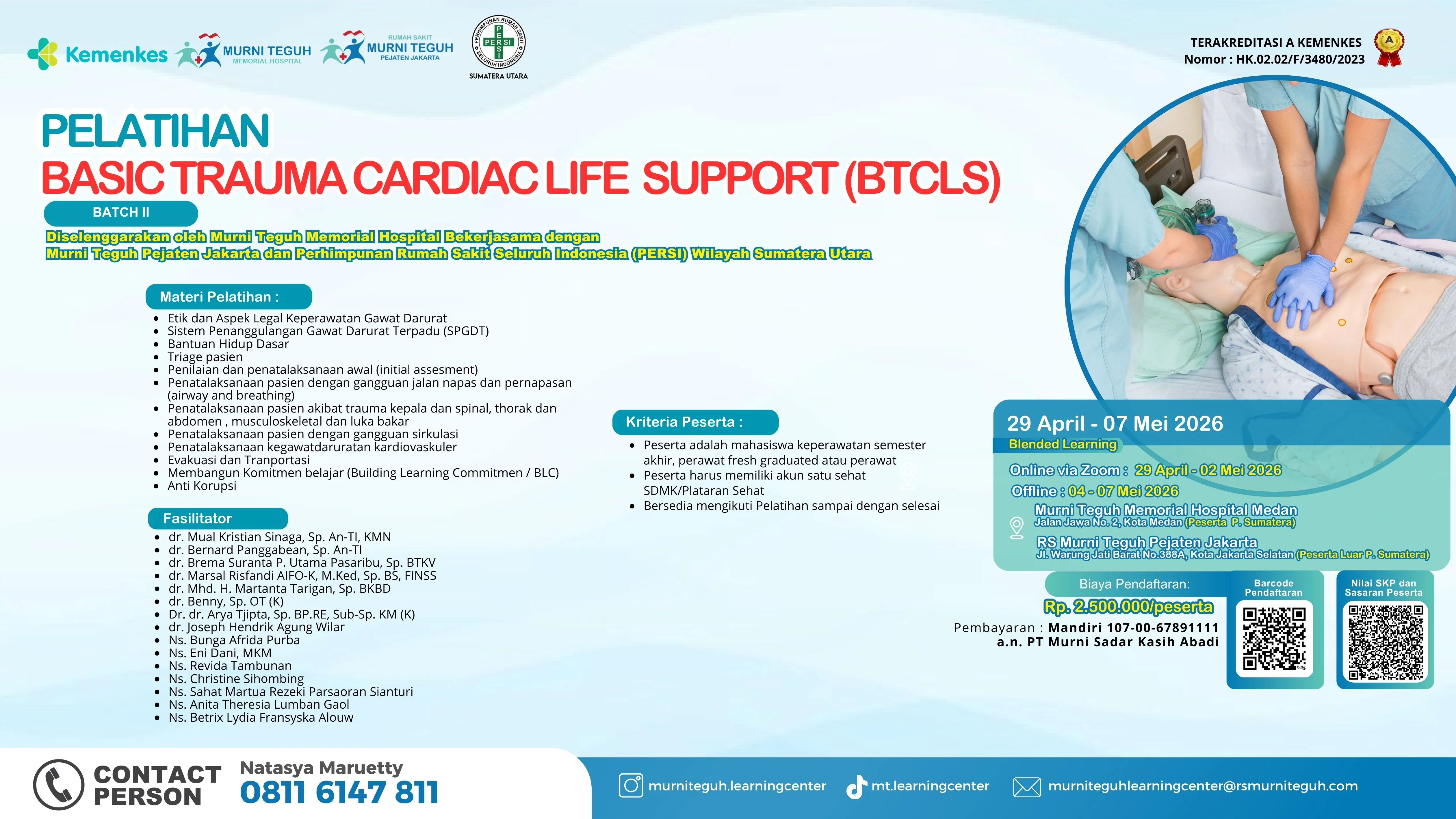 Pelatihan Basic Trauma Cardiac Life Support (BTCLS) Batch 2