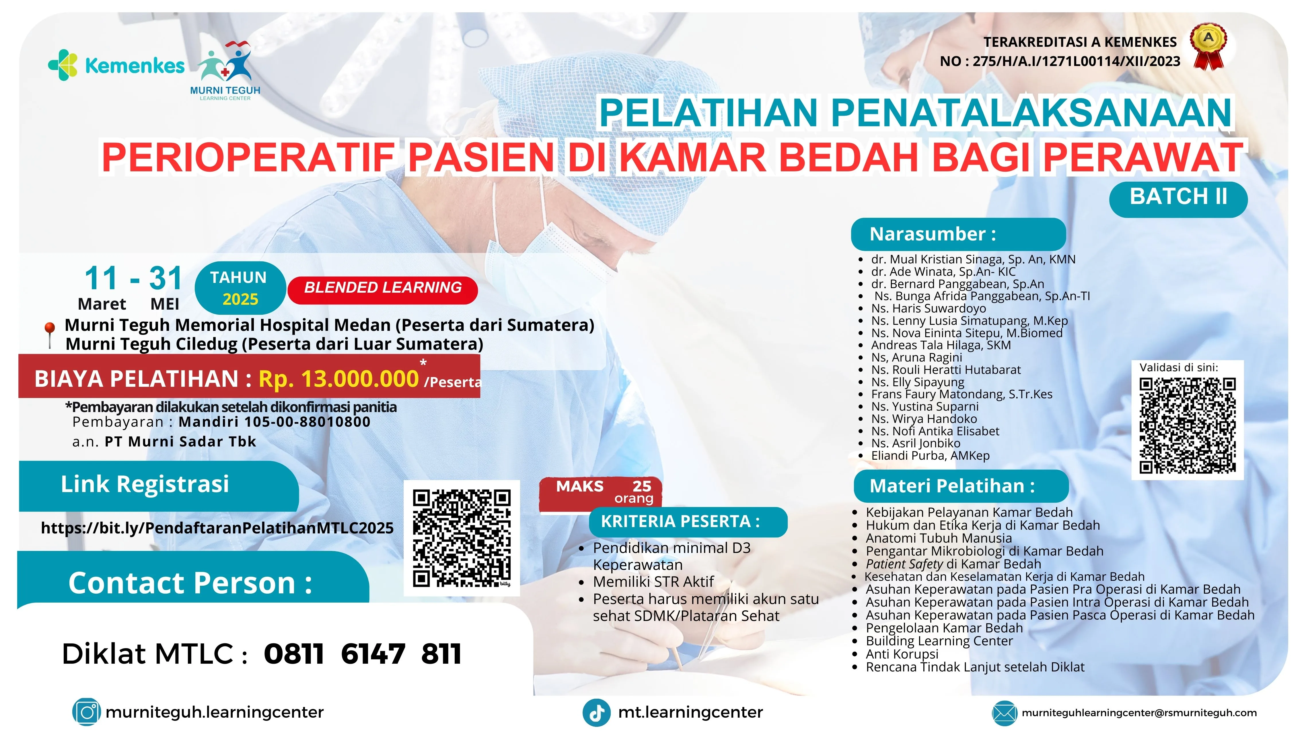 Pelatihan Penatalaksanaan Perioperatif Pasien di Kamar Bedah Bagi Perawat Batch 2