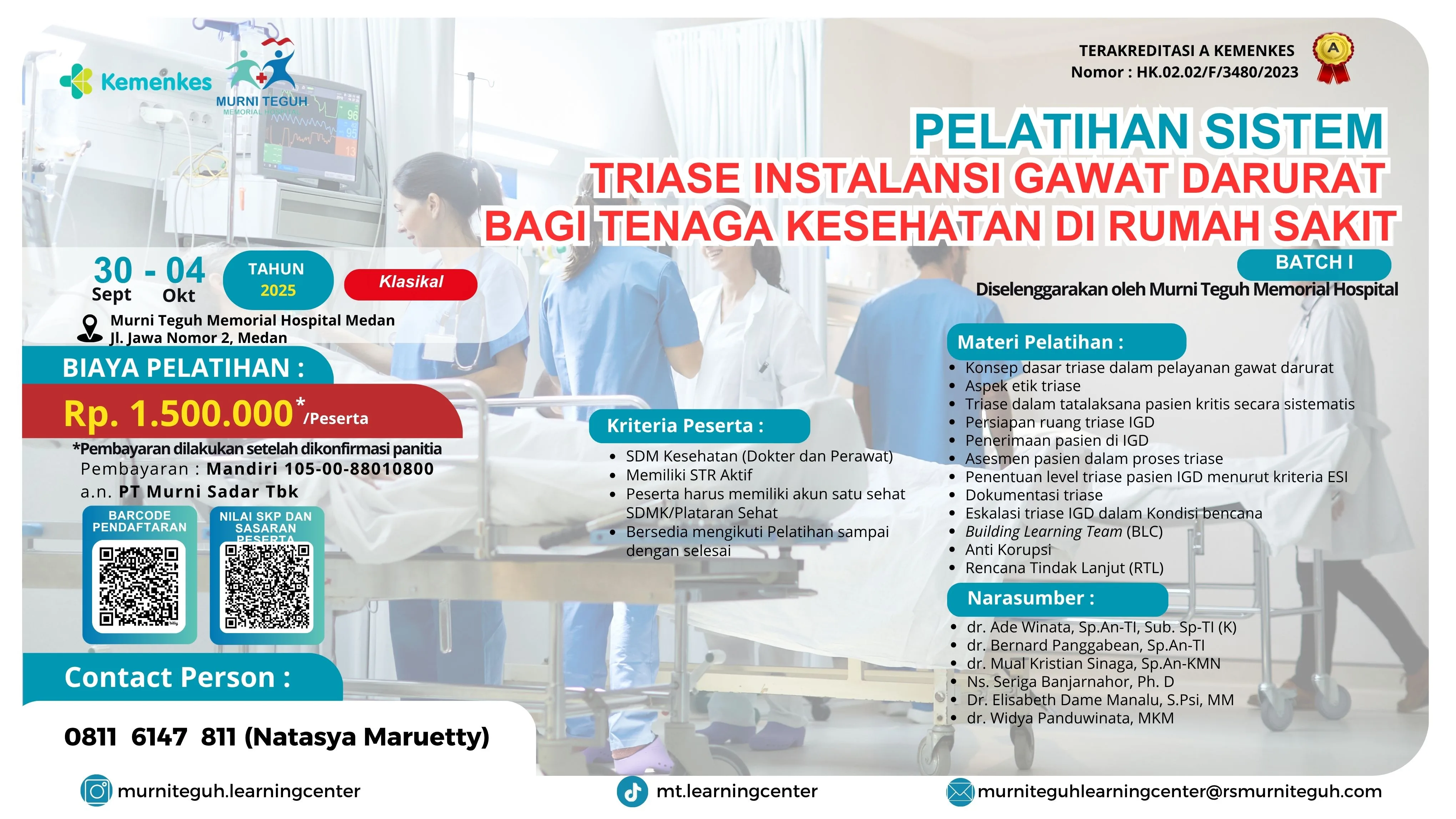Pelatihan Sistem Triase Instalansi Gawat Darurat bagi Tenaga Kesehatan di Rumah Sakit