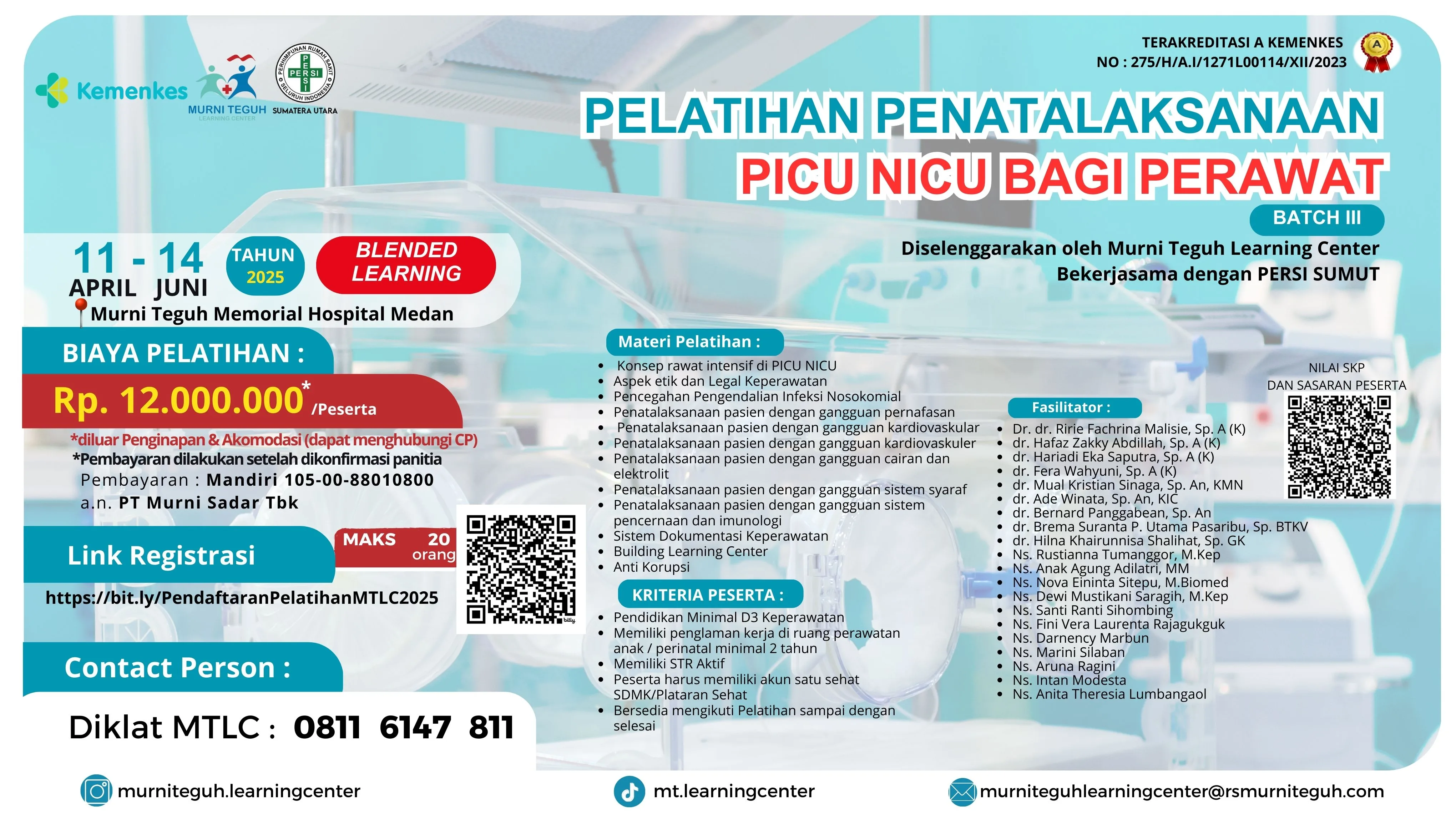Pelatihan Penatalaksanaan Pasien PICU NICU bagi Perawat Batch 3
