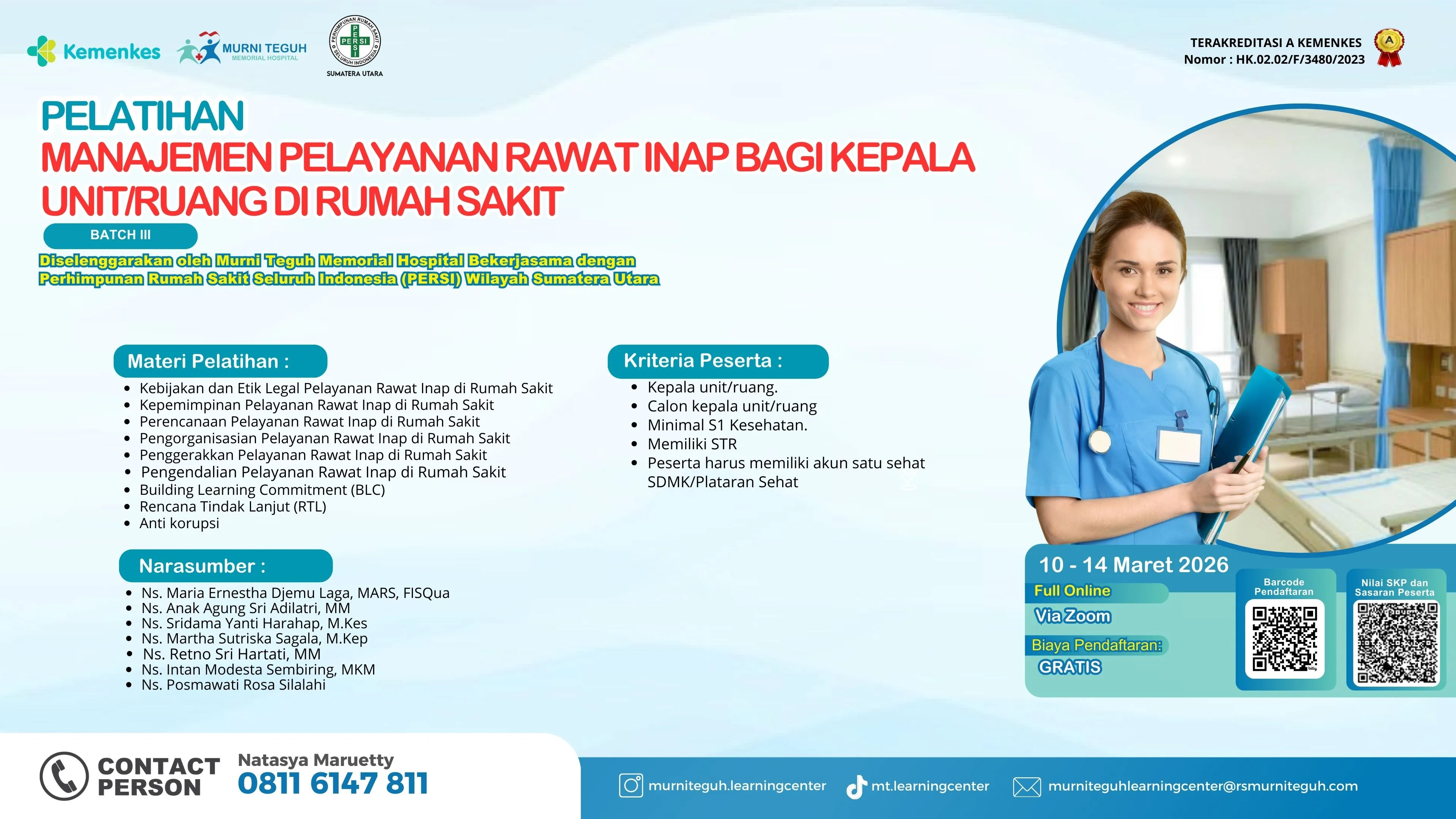 Pelatihan Pelayanan Rawat Inap bagi Kepala Unit/Ruang di Rumah Sakit Batch 3