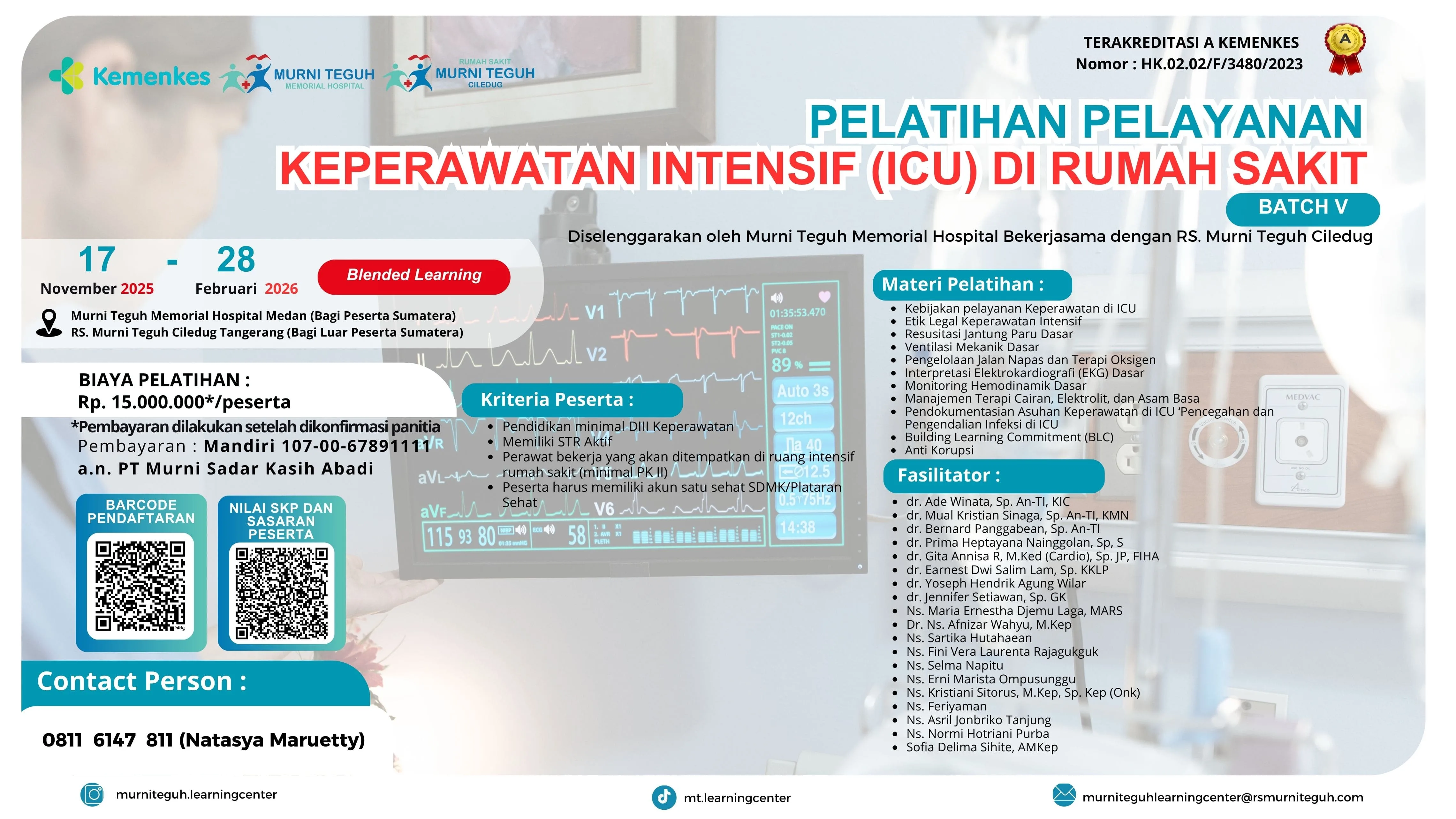 Pelatihan Pelayanan Keperawatan Intensif (ICU) Komprehensif di Rumah Sakit Batch 5